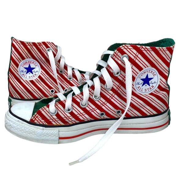 Converse Shoes - Converse All Star Sneakers Candy Cane High Tops Sneakers Size Men's 4 Women's 6